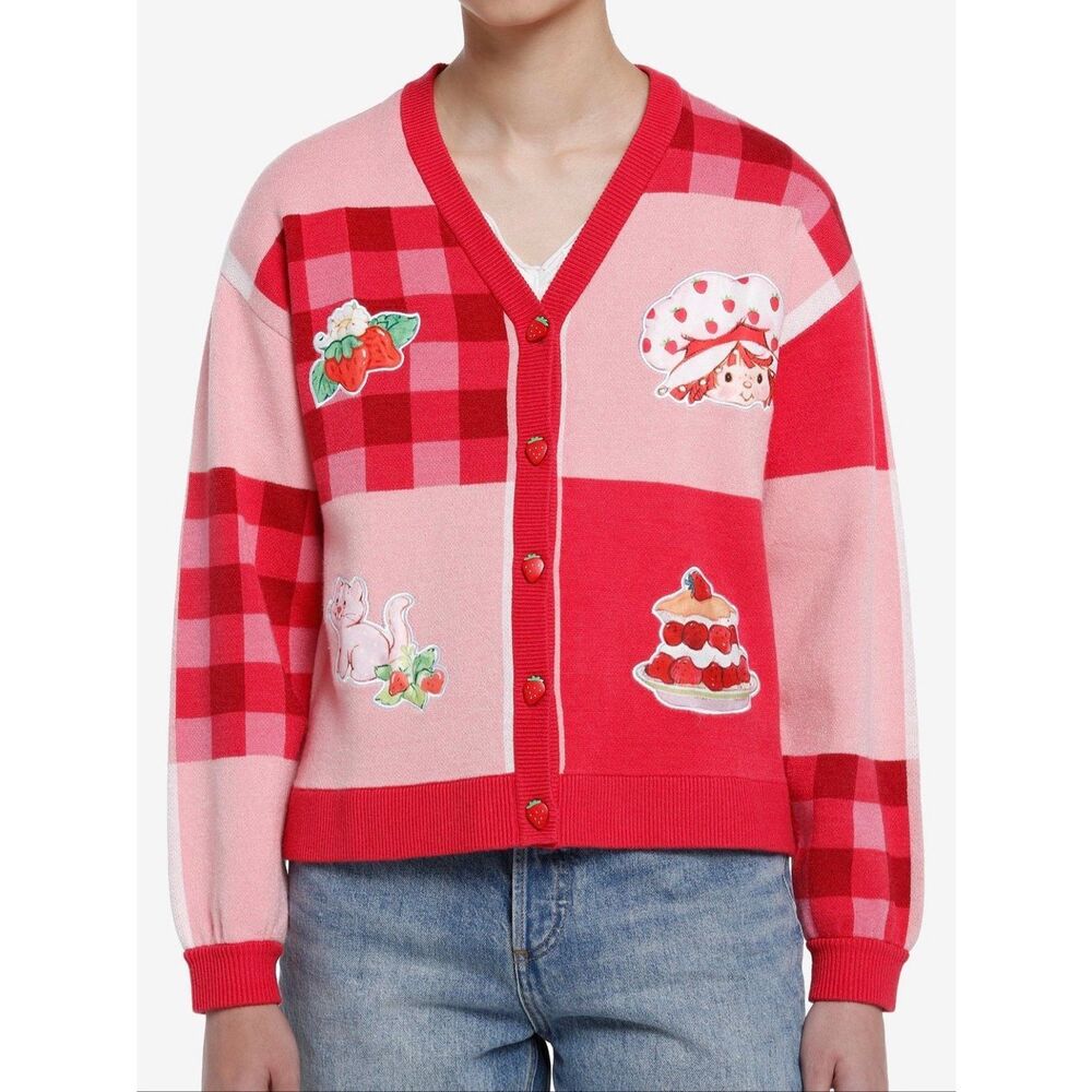 Strawberry Shortcake Gingham Patchwork Cardigan S… - image 4